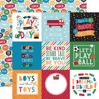 Echo Park - Play All Day Boy Collection - 12 x 12 Double Sided Paper - 4 x 4 Journaling Cards