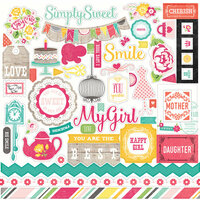 Echo Park - Petticoats and Pinstripes Collection - Girl - 12 x 12 Cardstock Stickers - Elements