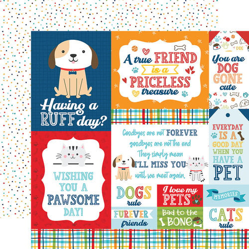Echo Park - Pets Collection - 12 x 12 Double Sided Paper - Multi Journaling Cards