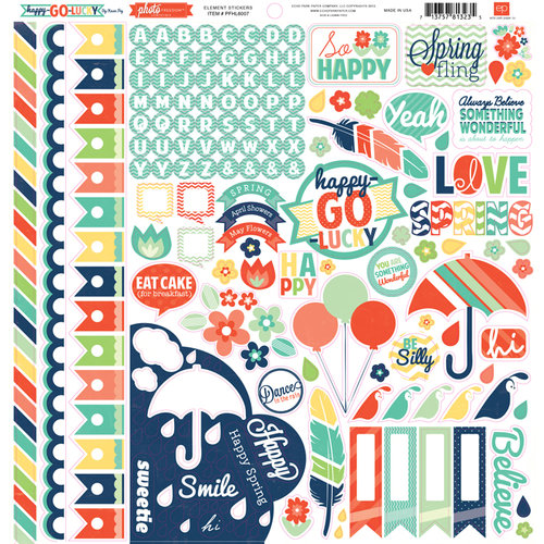 Echo Park - Happy Go Lucky Collection - 12 x 12 Cardstock Stickers - Elements