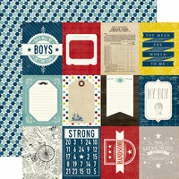 Echo Park - Petticoats and Pinstripes Collection - Boy - 12 x 12 Double Sided Paper - 3 x 4 Journaling Cards