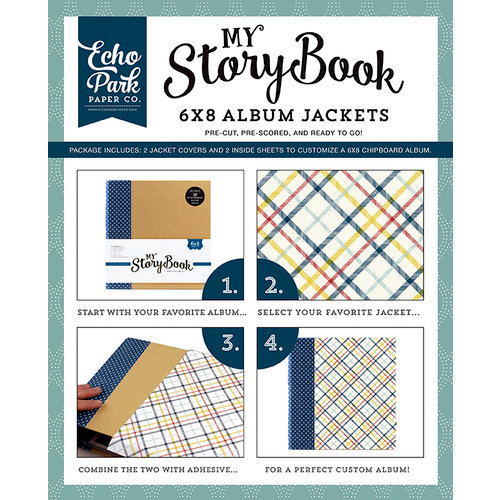 Echo Park - Petticoats and Pinstripes Collection - Boy - My StoryBook - 6 x 8 Album Jacket - Plaid