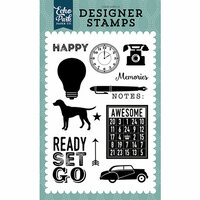 Echo Park - Petticoats and Pinstripes Collection - Boy - Clear Acrylic Stamps - Ready Set Go