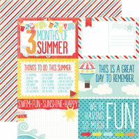 Echo Park - A Perfect Summer Collection - 12 x 12 Double Sided Paper - 4 x 6 Journaling Cards