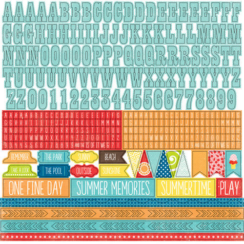 Echo Park - A Perfect Summer Collection - 12 x 12 Cardstock Stickers - Alphabet