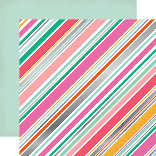 Echo Park - Party Time Collection - 12 x 12 Double Sided Paper with Foil Accents - Diagonal Stripe