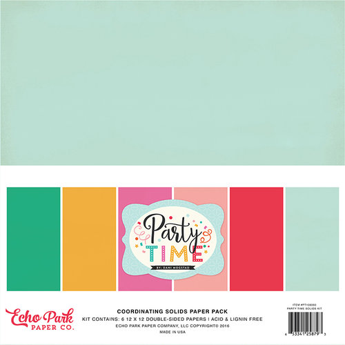Echo Park - Party Time Collection - 12 x 12 Paper Pack - Solids