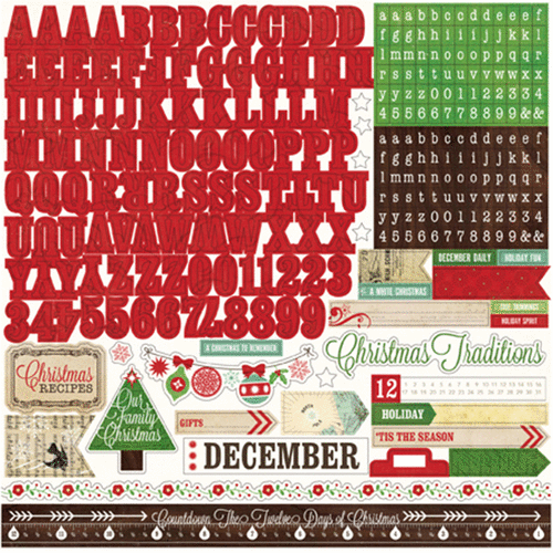 Echo Park - Reflections Collection - Christmas - 12 x 12 Cardstock Stickers - Alphabet
