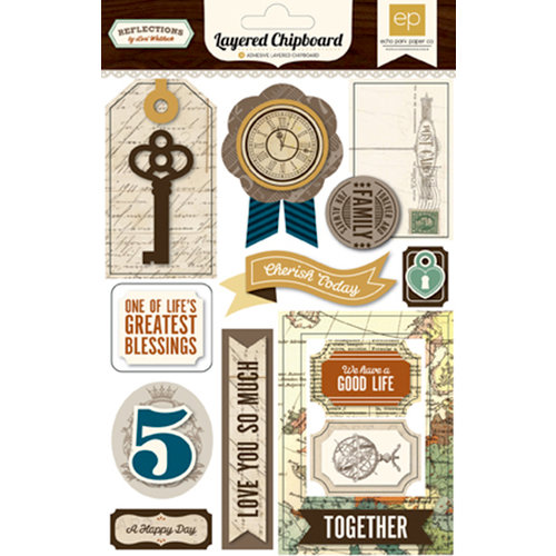 Echo Park - Reflections Collection - Layered Chipboard Stickers