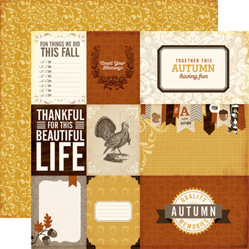 Echo Park - Reflections Collection - Fall - 12 x 12 Double Sided Paper - Count Your Blessings