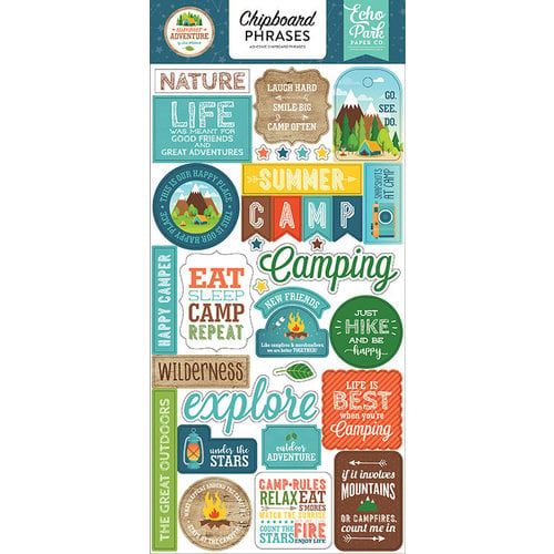 Echo Park - Summer Adventure Collection - Chipboard Stickers - Phrases