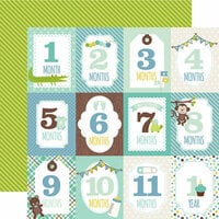 Echo Park - Sweet Baby Boy Collection - 12 x 12 Double Sided Paper - Month Cards