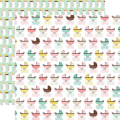 Echo Park - Sweet Baby Girl Collection - 12 x 12 Double Sided Paper - Baby Buggy