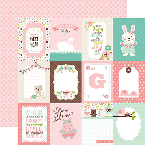 Echo Park - Sweet Baby Girl Collection - 12 x 12 Double Sided Paper - 3 x 4 Journaling Cards