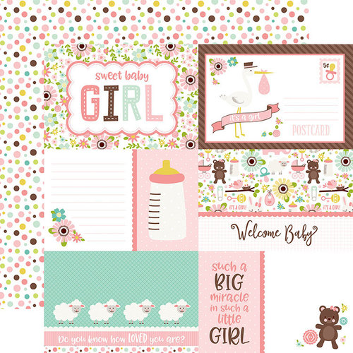 Echo Park - Sweet Baby Girl Collection - 12 x 12 Double Sided Paper - Journaling Cards