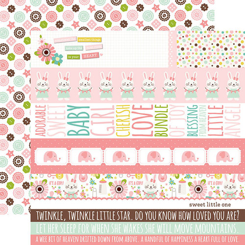 Echo Park - Sweet Baby Girl Collection - 12 x 12 Double Sided Paper - Border Strips