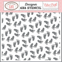 Echo Park - Sweet Baby Girl Collection - 6 x 6 Stencil - Baby Footprints