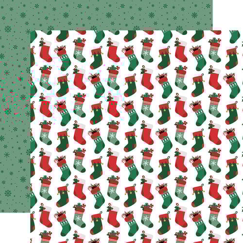 Echo Park - Christmas Express Collection - 12 x 12 Double Sided Paper - Holly Jolly Stockings