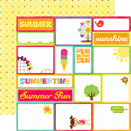 Echo Park - Summer Days Collection - 12 x 12 Double Sided Paper - Journaling Cards