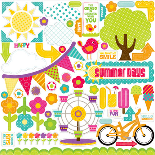 Echo Park - Summer Days Collection - 12 x 12 Cardstock Stickers - Elements