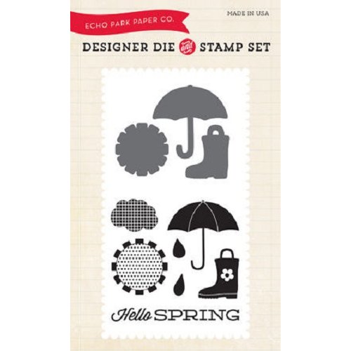 Echo Park - Sunny Days Ahead Collection - Designer Die and Clear Acrylic Stamp Set - Hello Spring