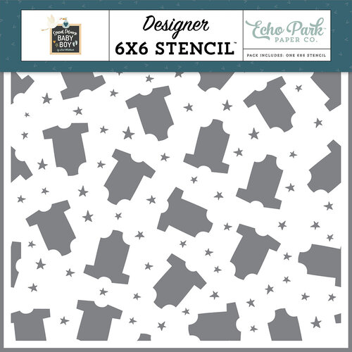Echo Park - Special Delivery Baby Boy Collection - 6 x 6 Stencils - Cute Little Outfit