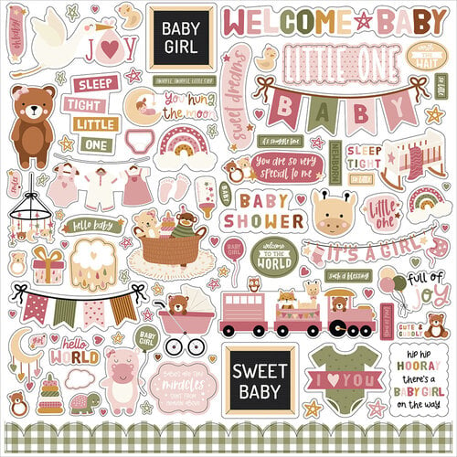 Echo Park - Special Delivery Baby Girl Collection - 12 X 12 Cardstock Stickers - Elements