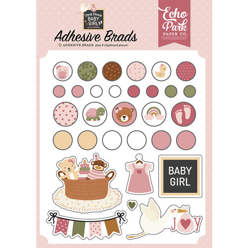 Echo Park - Special Delivery Baby Girl Collection - Adhesive Brads