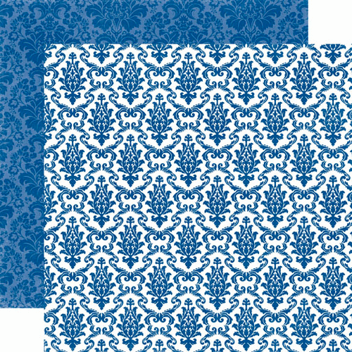 Echo Park - 5th Avenue Collection - 12 x 12 Double Sided Paper - Sapphire Damask