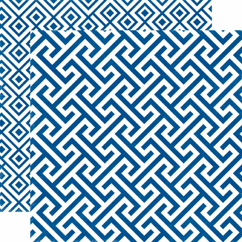Echo Park - 5th Avenue Collection - 12 x 12 Double Sided Paper - Sapphire Geometric