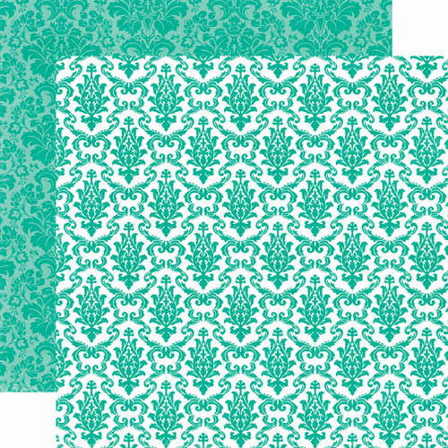 Echo Park - 34th Street Collection - 12 x 12 Double Sided Paper - Calypso Damask