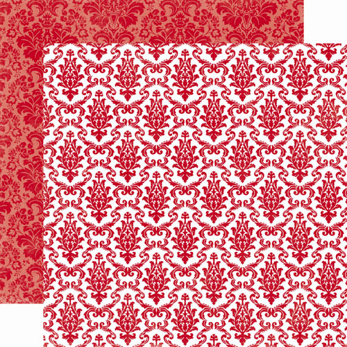 Echo Park - 34th Street Collection - 12 x 12 Double Sided Paper - Lipstick Damask