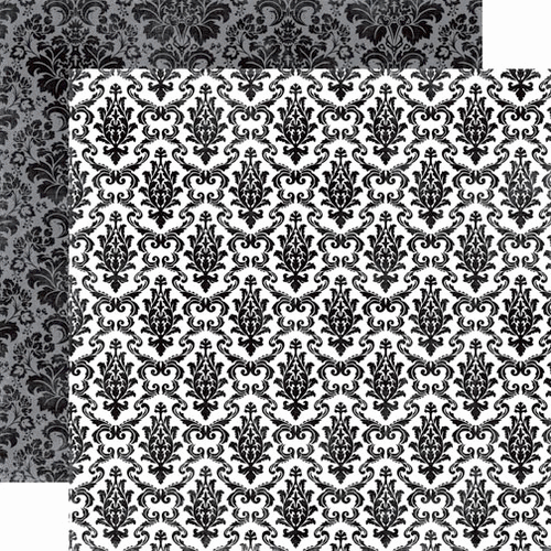 Echo Park - 34th Street Collection - 12 x 12 Double Sided Paper - Onyx Damask