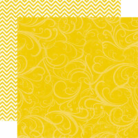 Echo Park - Upscale Collection - 12 x 12 Double Sided Paper - Yellow Flourish