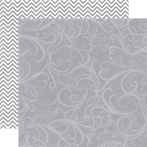 Echo Park - Upscale Collection - 12 x 12 Double Sided Paper - Grey Flourish