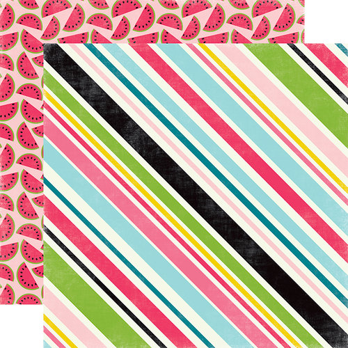 Echo Park - Summer Fun Collection - 12 x 12 Double Sided Paper - Sweet Stripe