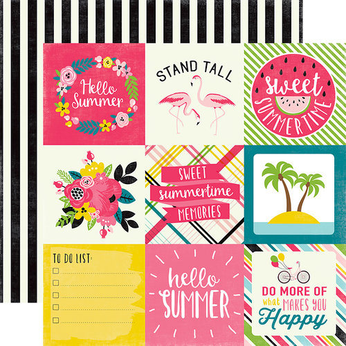 Echo Park - Summer Fun Collection - 12 x 12 Double Sided Paper - 4 x 4 Journaling Cards