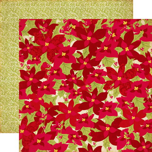 Echo Park - Season's Greetings Collection - Christmas - 12 x 12 Double Sided Paper - Poinsettias