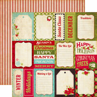 Echo Park - Season's Greetings Collection - Christmas - 12 x 12 Double Sided Paper - Journaling Cards