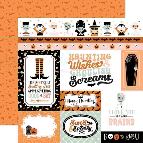Echo Park - Spooktacular Halloween Collection - 12 x 12 Double Sided Paper - Multi Journaling Cards
