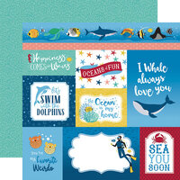 Echo Park - Sea Life Collection - 12 x 12 Double Sided Paper - Multi Journaling Cards