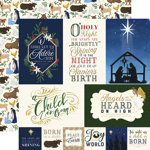 Echo Park - Silent Night Collection - 12 x 12 Double Sided Paper - Journaling Cards