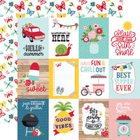 Echo Park - A Slice of Summer Collection - 12 x 12 Double Sided Paper - 3 x 4 Journaling Cards