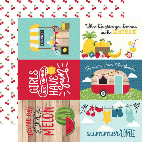 Echo Park - A Slice of Summer Collection - 12 x 12 Double Sided Paper - 6 x 4 Journaling Cards