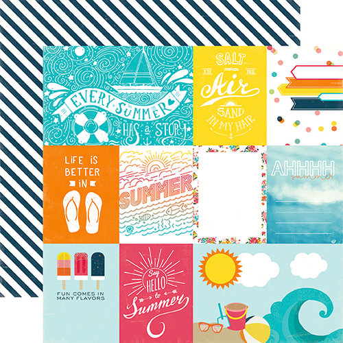 Echo Park - Summer Party Collection - 12 x 12 Double Sided Paper - Journaling Cards