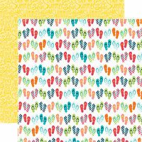 Echo Park - Summer Party Collection - 12 x 12 Double Sided Paper - Flip Flops