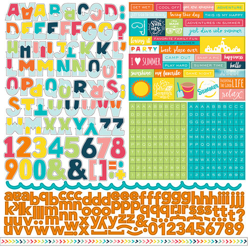 Echo Park - Summer Party Collection - 12 x 12 Cardstock Stickers - Alphabet