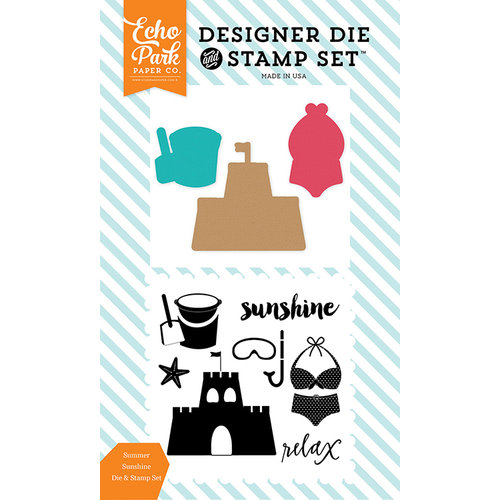 Echo Park - Summer Party Collection - Designer Die and Clear Acrylic Stamp Set - Summer Sunshine