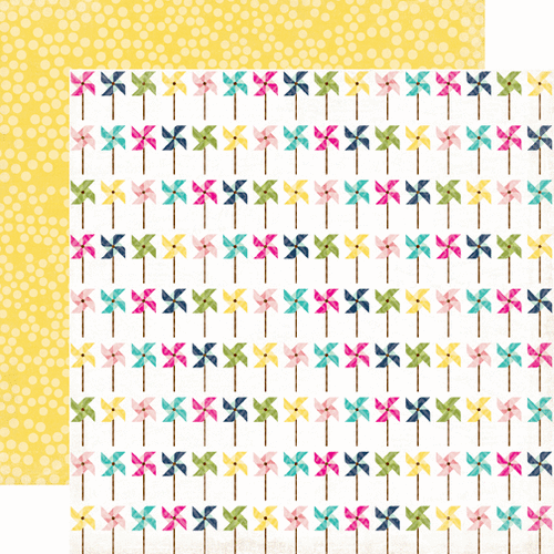 Echo Park - Splendid Sunshine Collection - 12 x 12 Double Sided Paper - Pretty Pinwheels