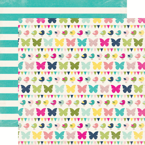 Echo Park - Splendid Sunshine Collection - 12 x 12 Double Sided Paper - Flitter Flutter